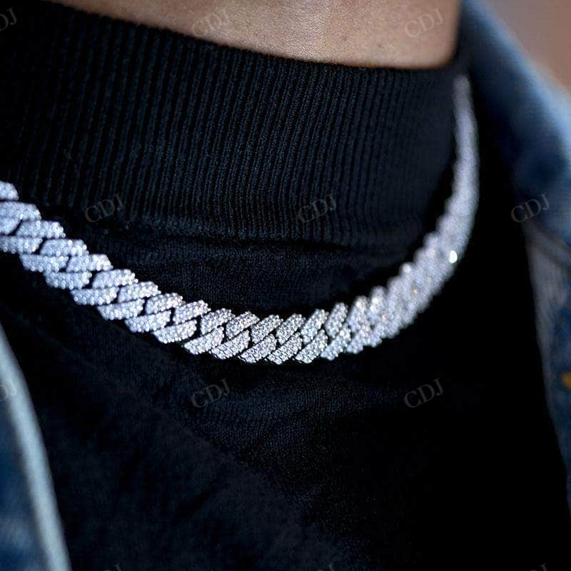 Diamond White Gold Cuban Link Choker chain for Men  customdiamjewel   