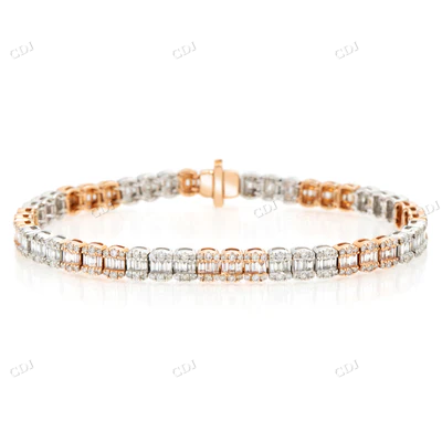 Two Tone Silver Moissanite Tennis Bracelet hip hop jewelry CustomDiamJewel