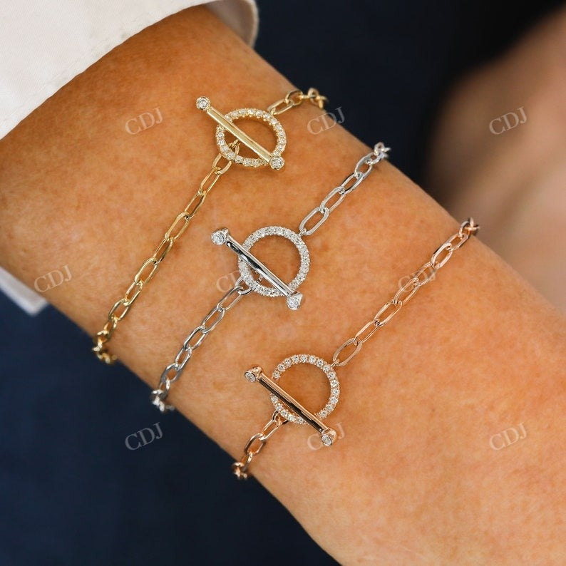 0.21CT Open Circle Toggle Clip Link Natural Diamond Bracelet open circle Toggle Bracelet customdiamjewel   