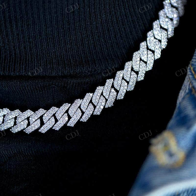 Diamond White Gold Cuban Link Choker chain for Men  customdiamjewel   