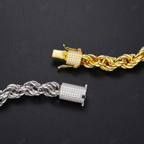 Twisted Rope Gold Bracelet with Iced Out Lab Diamond Clasp hip hop jewelry CustomDiamJewel