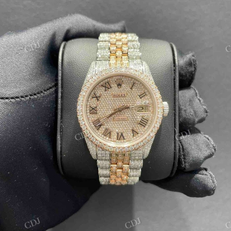 Roman Dial Jubilee Belt Rolex Moissanite Watch  customdiamjewel   