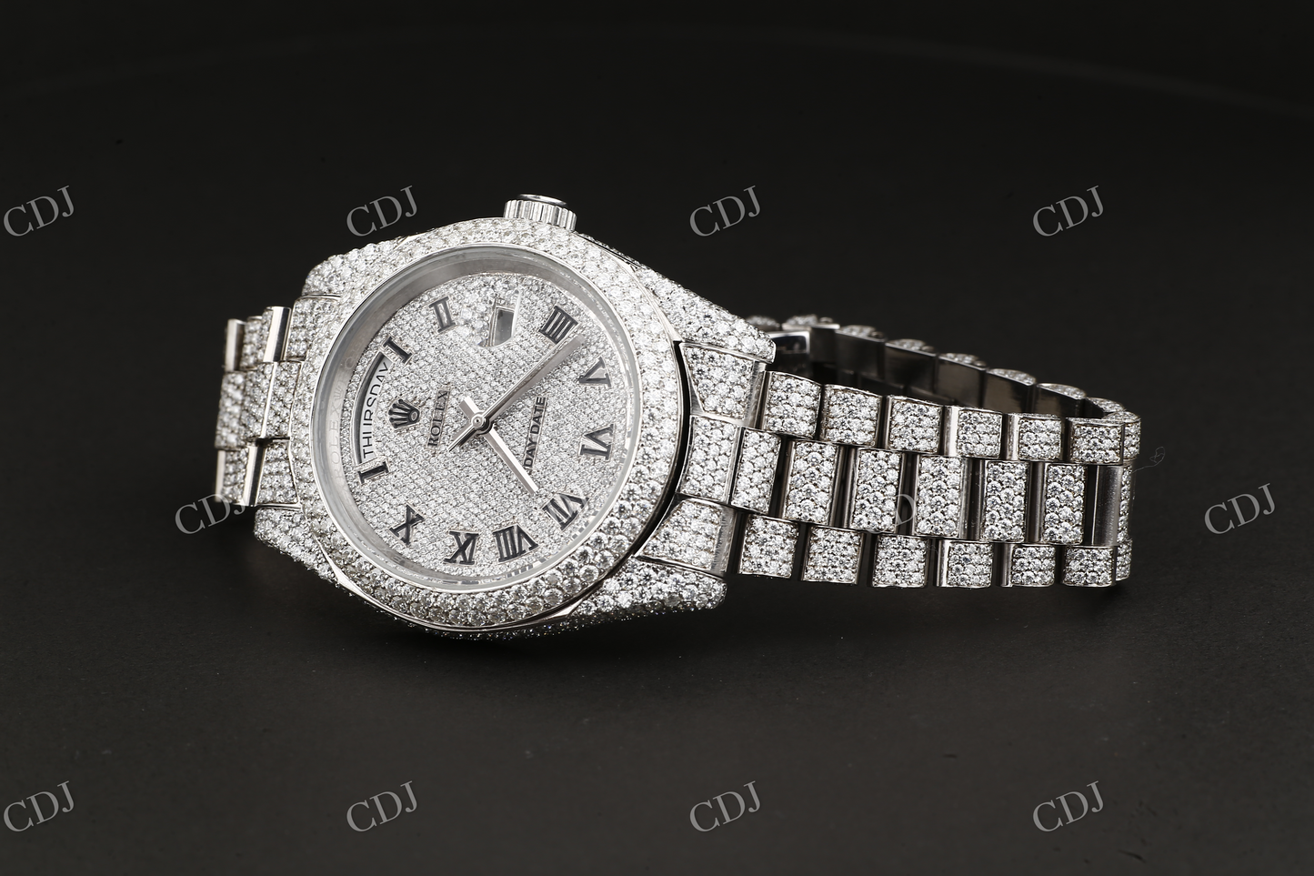 Natural Diamond Iced Out Rolex Watch  customdiamjewel   