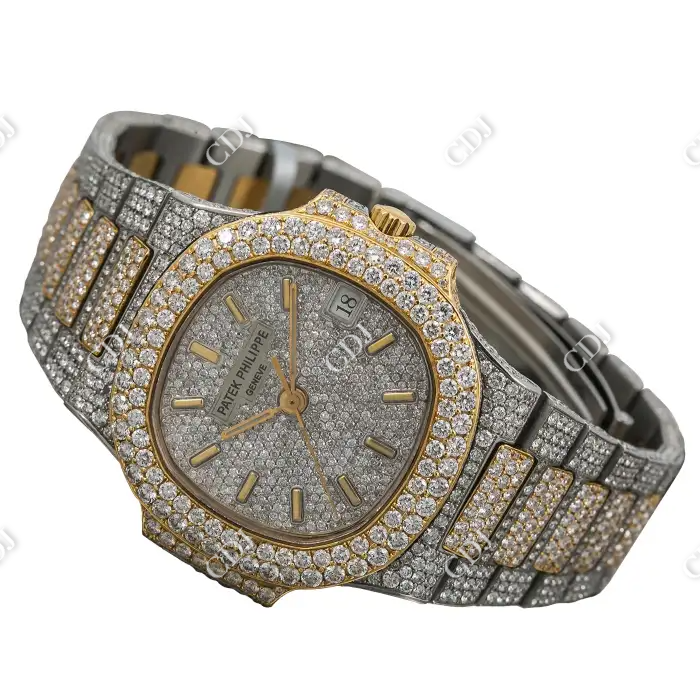 Two Tone Patek Philippe Ice Diamond Watch  customdiamjewel   