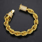 Twisted Rope Gold Bracelet with Iced Out Lab Diamond Clasp hip hop jewelry CustomDiamJewel