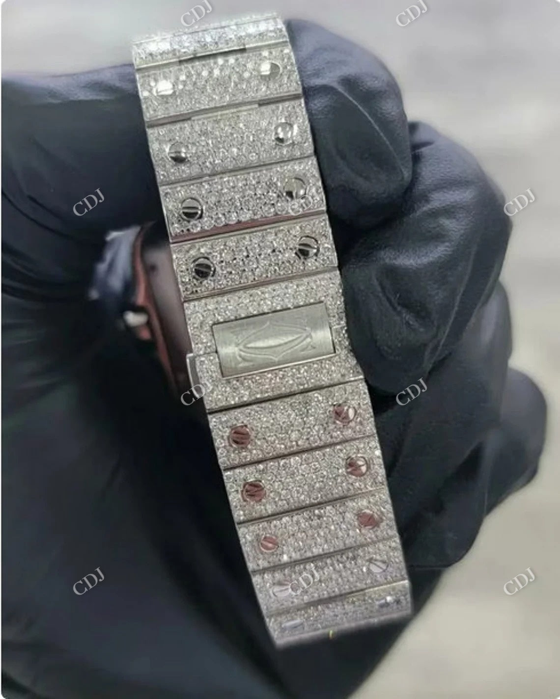 Moissanite Fully Iced Out Cartier Watch  customdiamjewel   