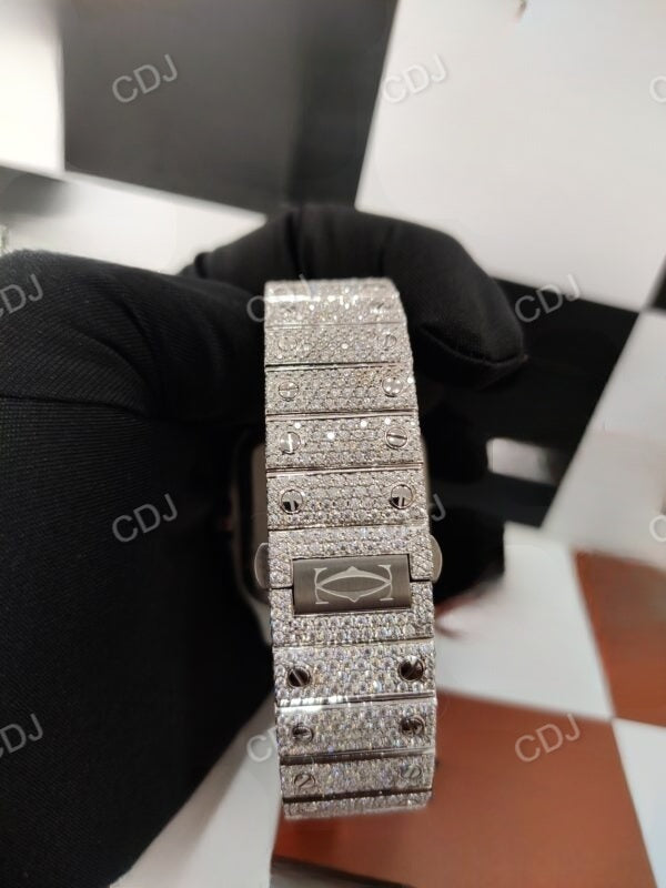 Cartier Square Dial Natural Diamond Studded Buss Down Automatic Swiss Movement Watch 25 to 28 Carats (Approx.)  customdiamjewel   