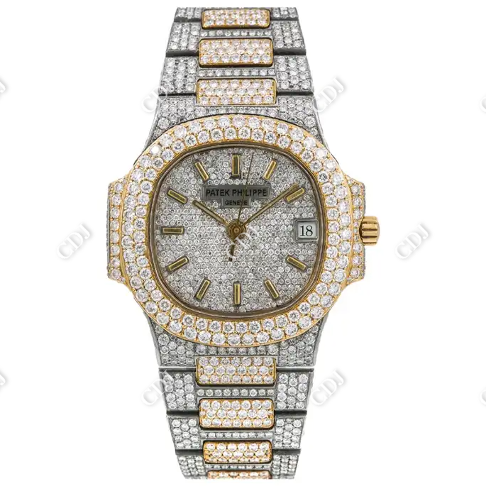 Two Tone Patek Philippe Ice Diamond Watch  customdiamjewel   