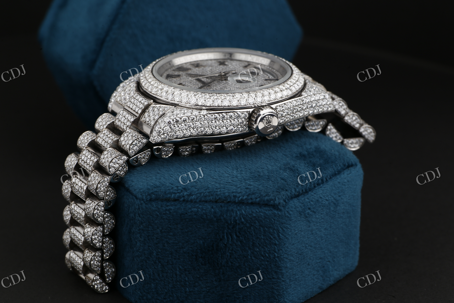 Natural Diamond Iced Out Rolex Watch  customdiamjewel   