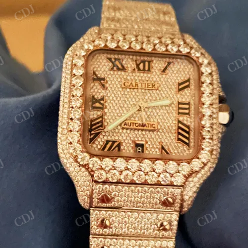 Custom Cartier Hip Hop Style Watch Luxurious 25 to 27 Carat Natural Diamond Watch  customdiamjewel   