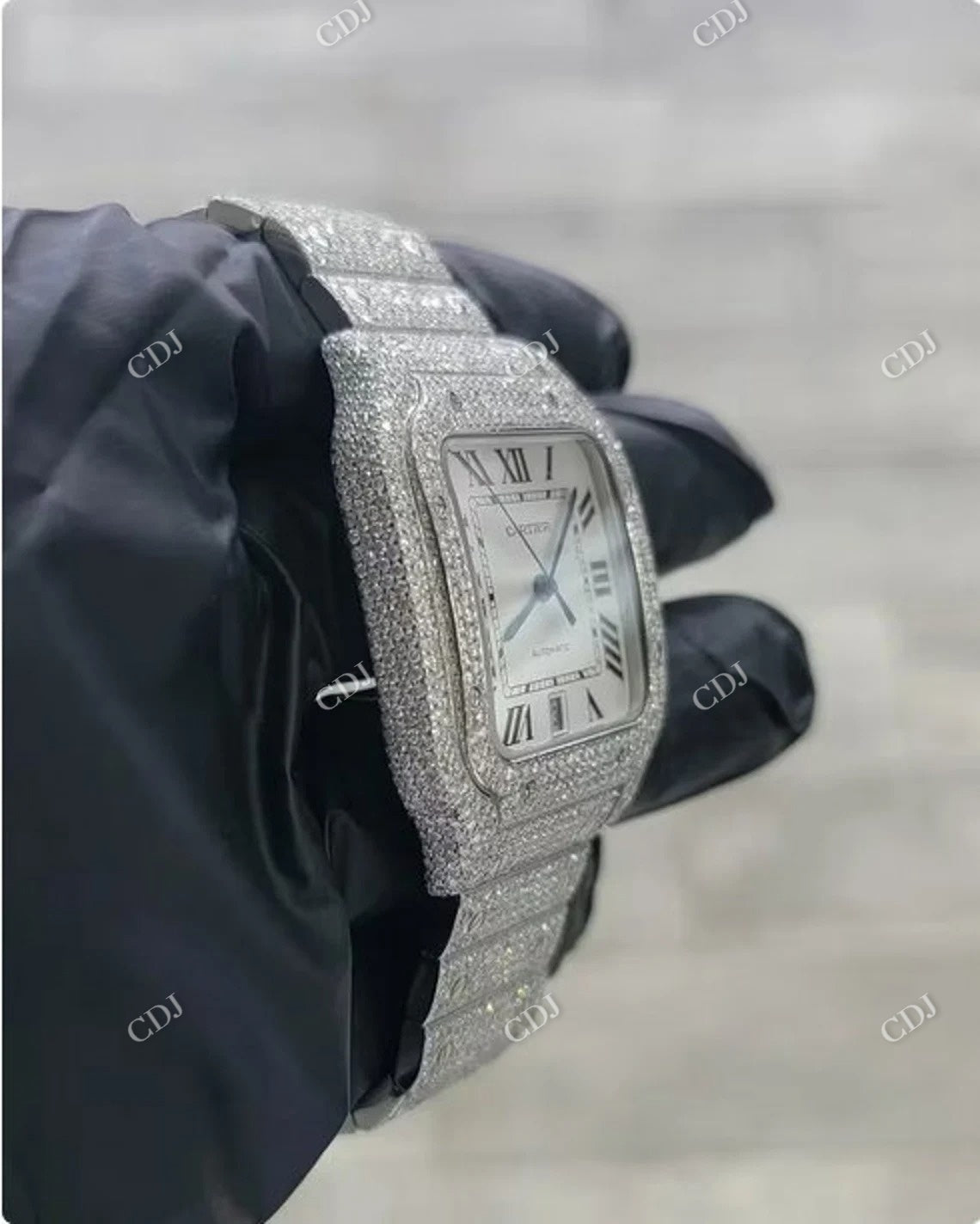 Moissanite Fully Iced Out Cartier Watch  customdiamjewel   