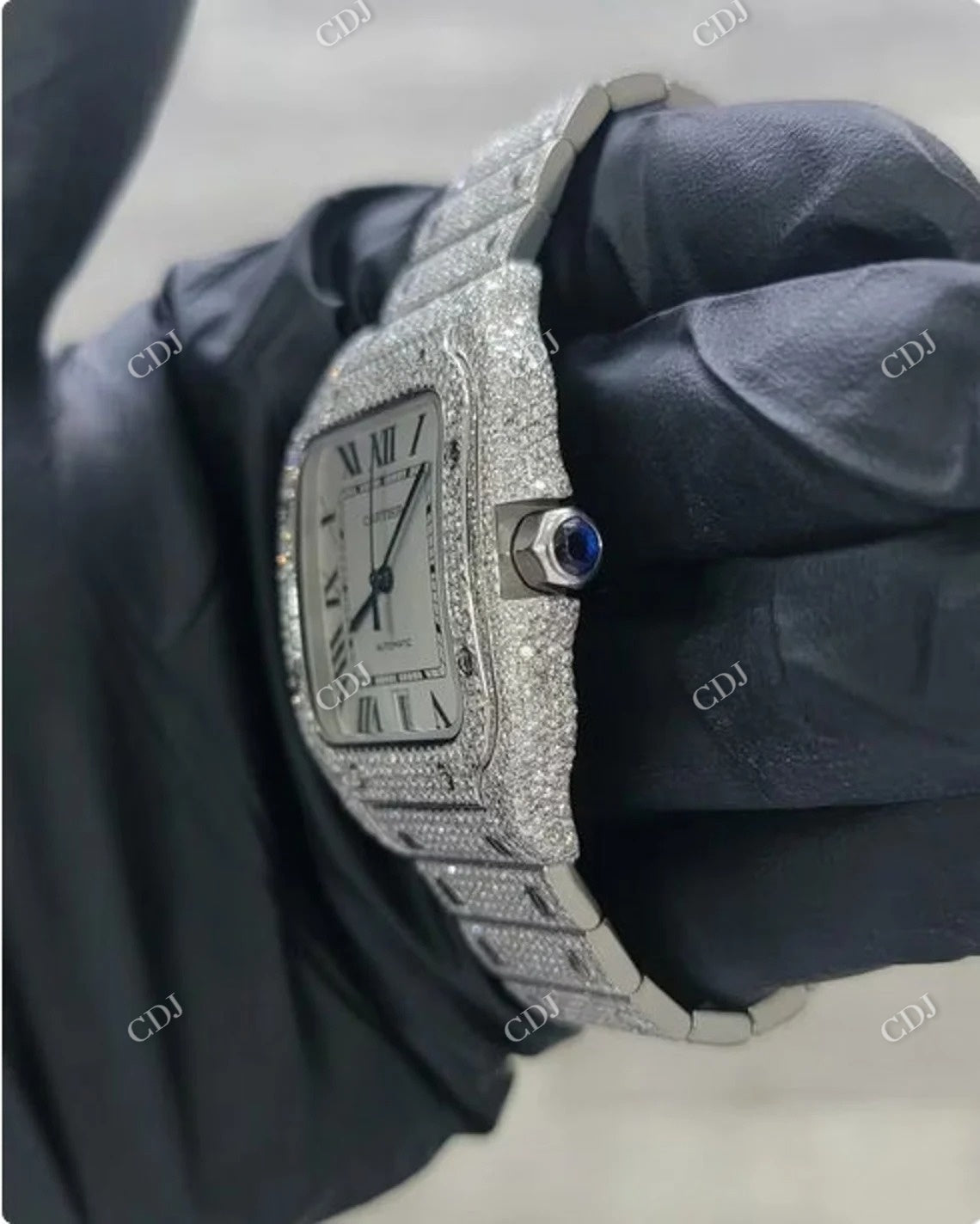 Moissanite Fully Iced Out Cartier Watch  customdiamjewel   