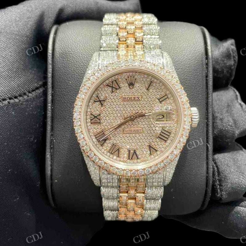 Roman Dial Jubilee Belt Rolex Moissanite Watch  customdiamjewel   