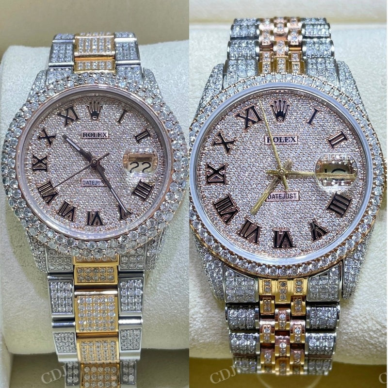 Roman Dial Jubilee Belt Rolex Moissanite Watch  customdiamjewel   