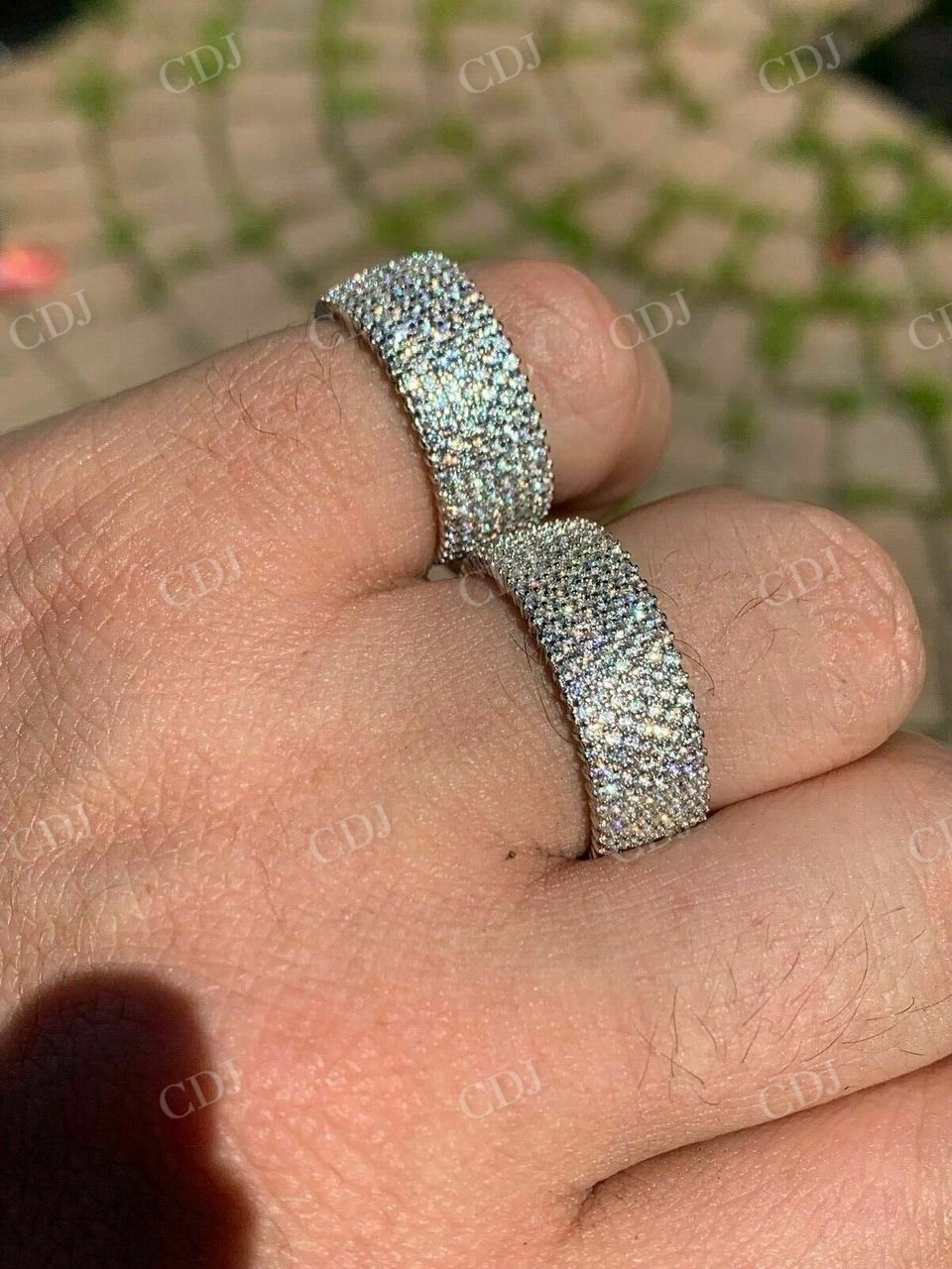 Round Diamond Iced Out Eternity Wedding Band  customdiamjewel   