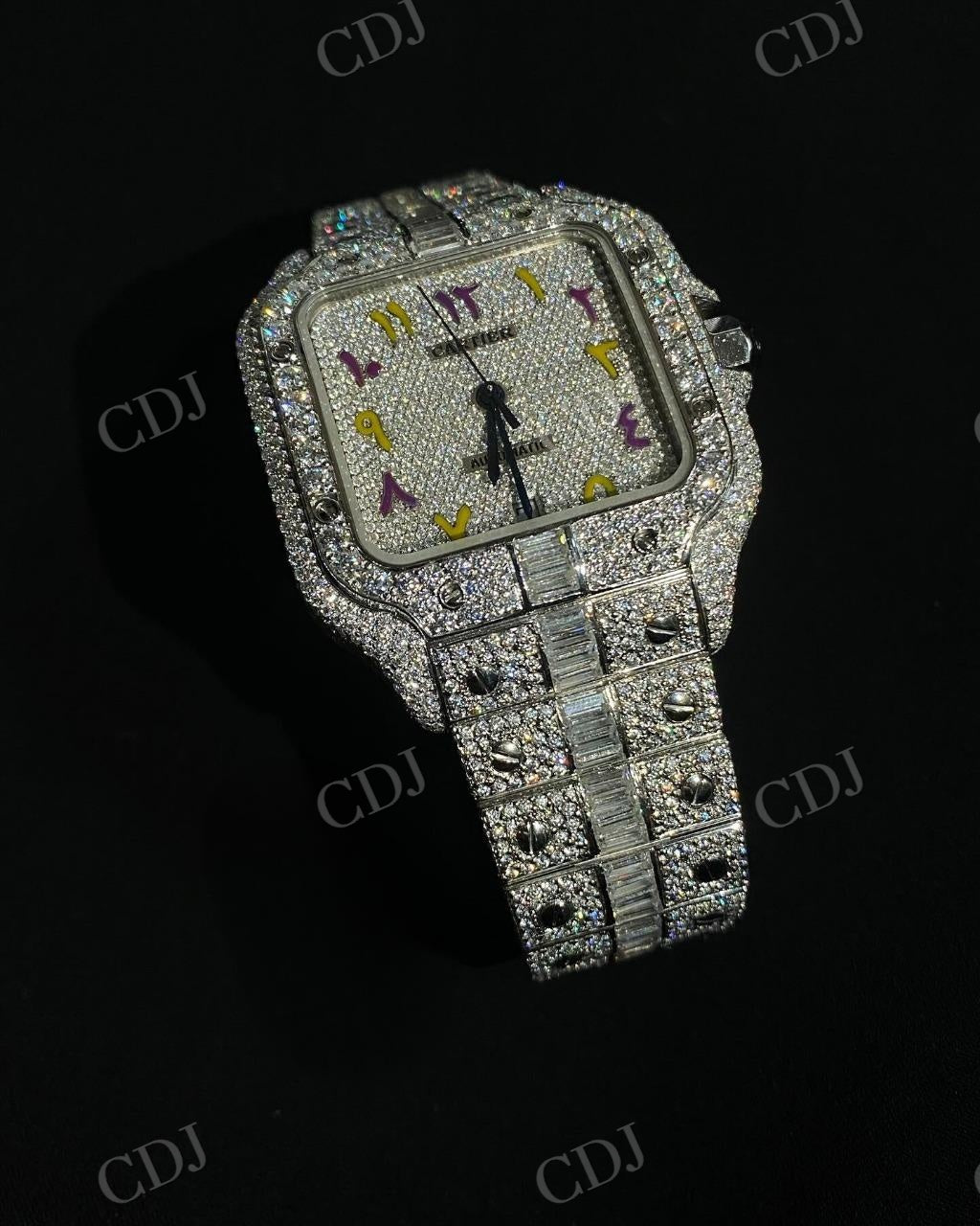 Full White Moissanite Diamond Studded Cartier Hip Hop watch hip hop jewelry customdiamjewel   