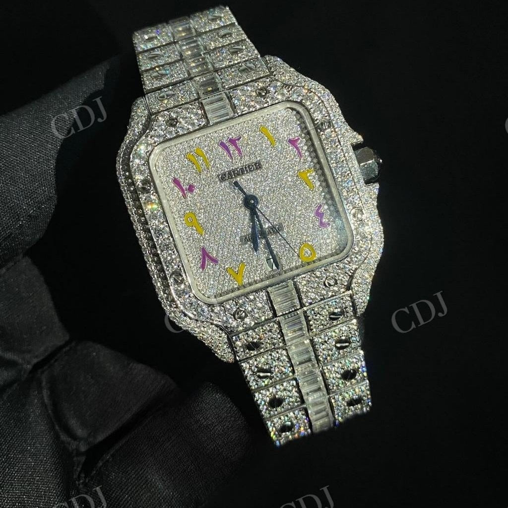 Full White Moissanite Diamond Studded Cartier Hip Hop watch hip hop jewelry customdiamjewel   