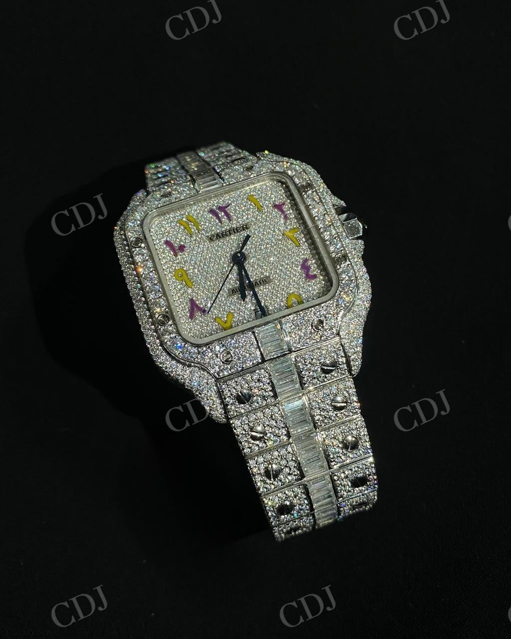 Full White Moissanite Diamond Studded Cartier Hip Hop watch hip hop jewelry customdiamjewel   