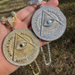 Gold All Seeing Illuminati Eye Masonic Medallion Pendant  customdiamjewel   