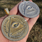 Gold All Seeing Illuminati Eye Masonic Medallion Pendant  customdiamjewel   