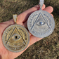 Gold All Seeing Illuminati Eye Masonic Medallion Pendant  customdiamjewel   