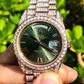 Rolex DayDate Green Dial Custom Diamond Watch  customdiamjewel   