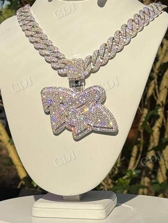 Luxurious Fully Ice Out Custom R3 Moissanite Neckalce hip hop jewelry customdiamjewel   