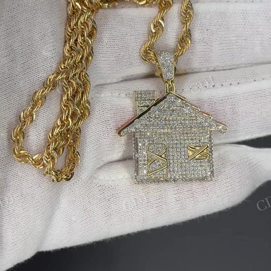 Styerling Silver Gold Plated House Pendant hip hop jewelry customdiamjewel   