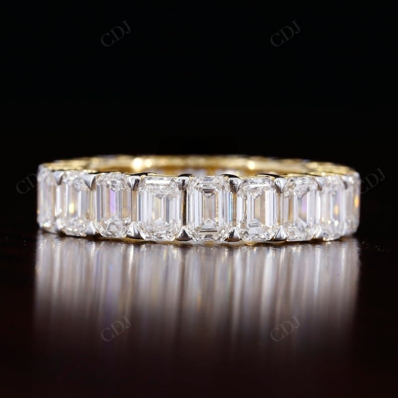 Emerald Cut Lab grown Diamond Wedding band woman  customdiamjewel   