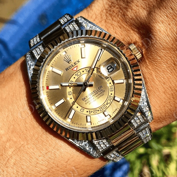 Custom Rolex Sky Dweller Diamond Watch  customdiamjewel   