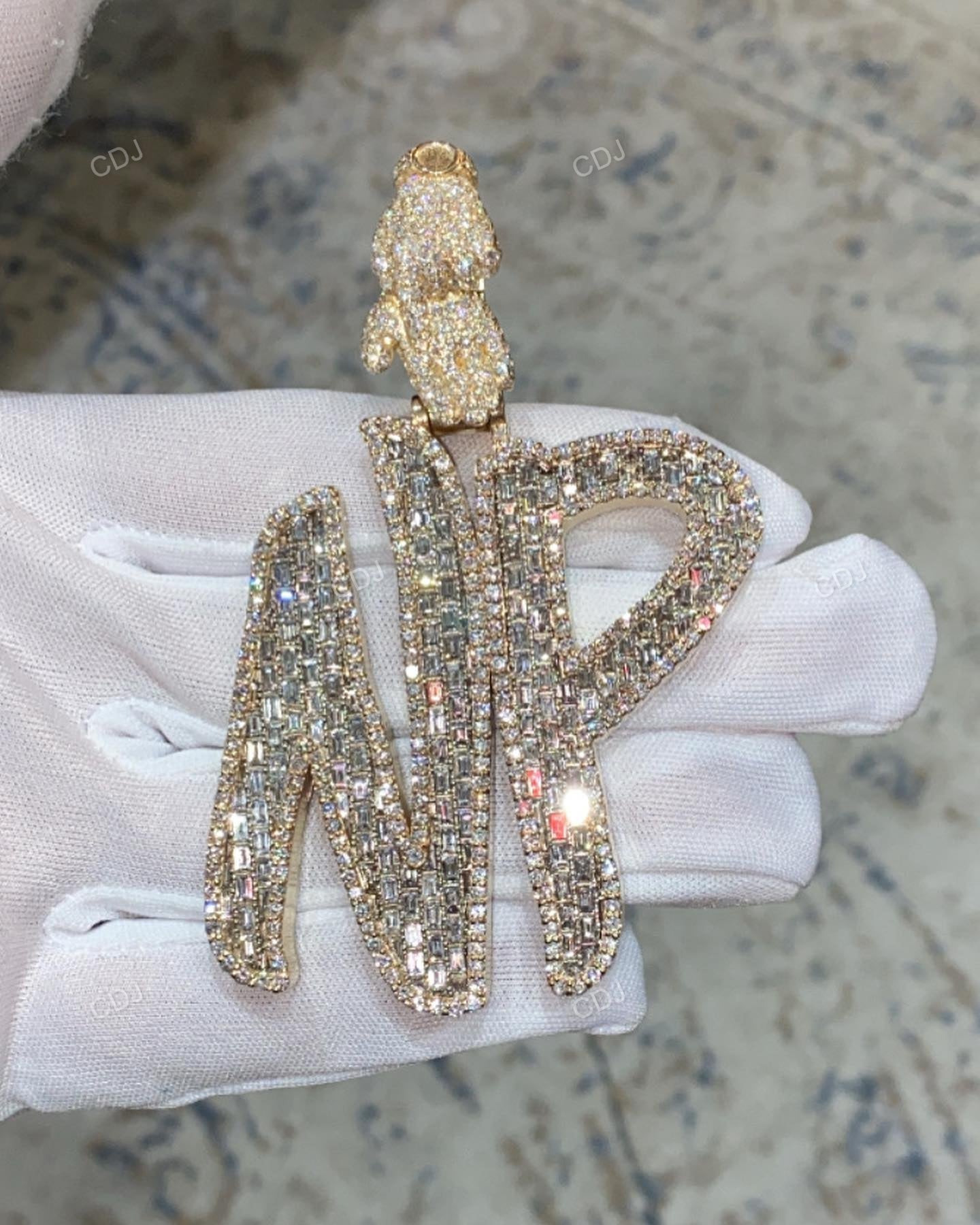 NP Letter With Customized Bail Diamond Pendant hip hop jewelry CustomDiamJewel   