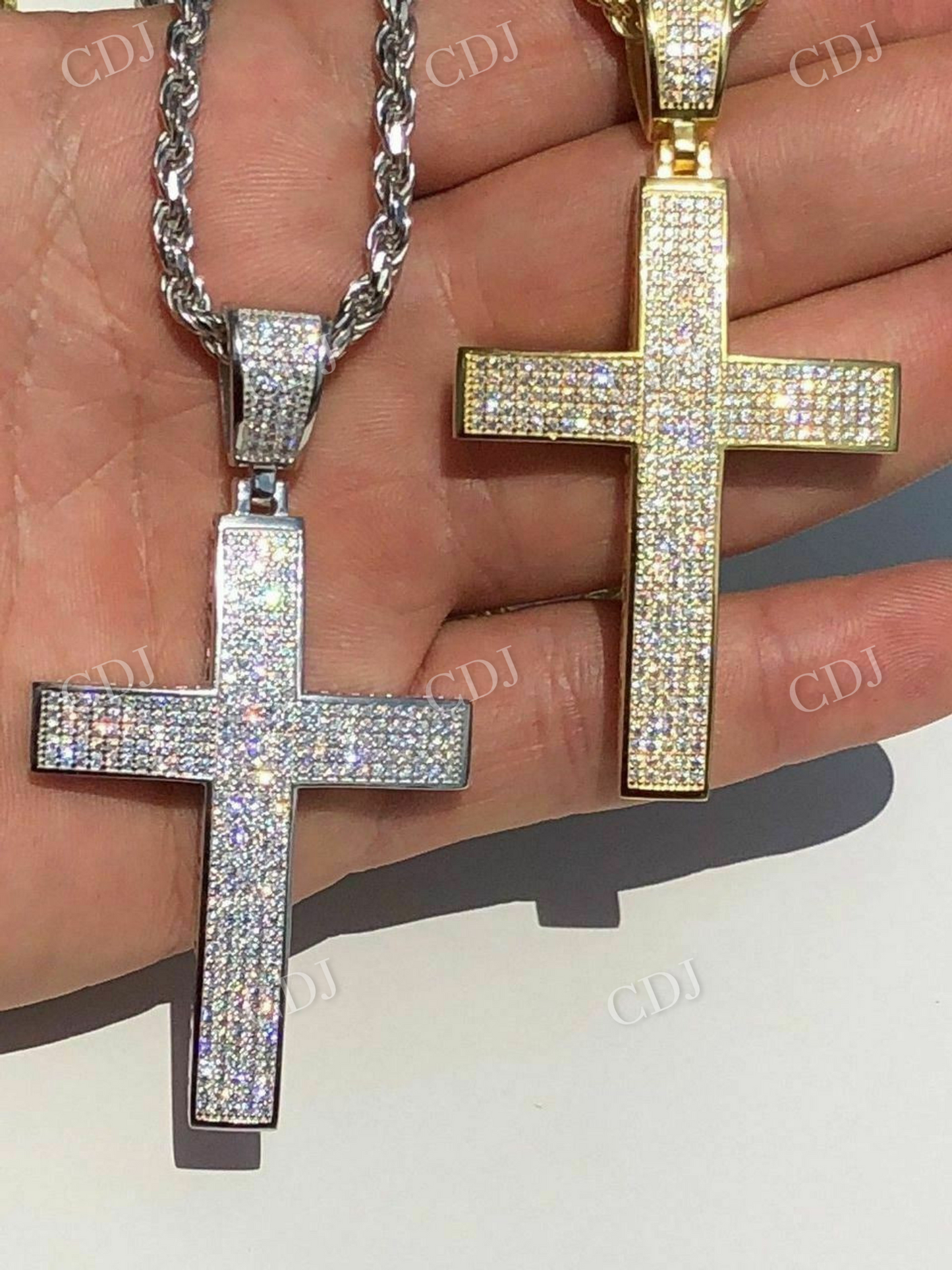 Solid Gold ICED Diamond  Cross Pendant  customdiamjewel   