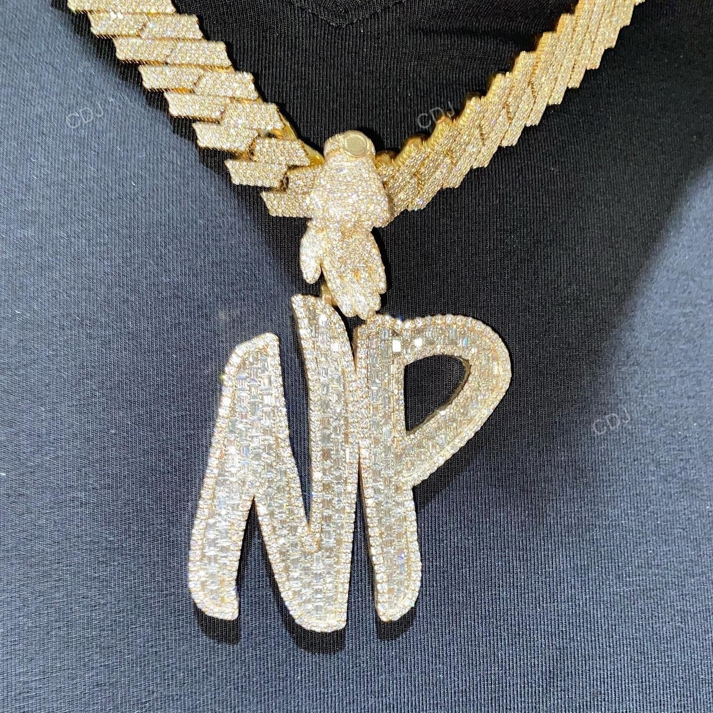 NP Letter With Customized Bail Diamond Pendant hip hop jewelry CustomDiamJewel   