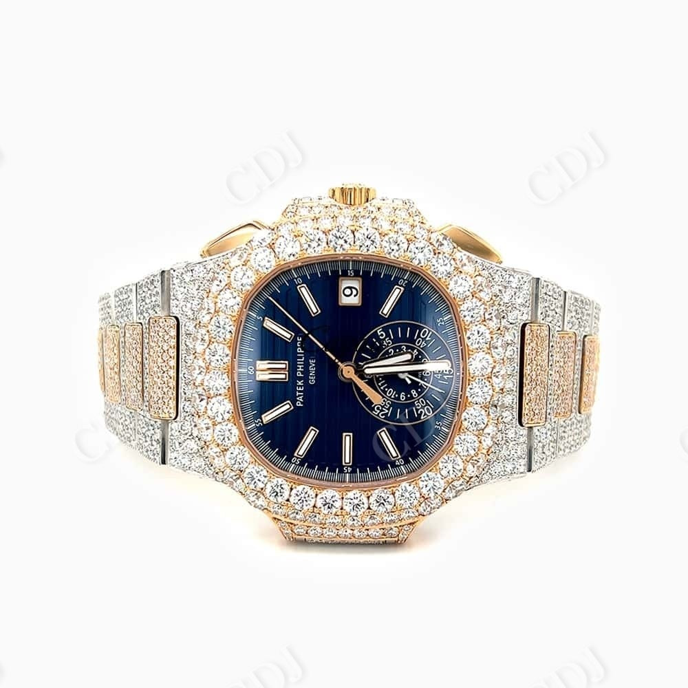 Patek Philippe Blue Dial Two Tone Diamond Custom Watch  customdiamjewel   