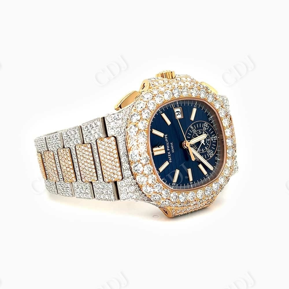 Patek Philippe Blue Dial Two Tone Diamond Custom Watch  customdiamjewel   