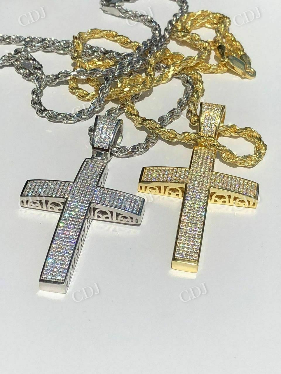 Solid Gold ICED Diamond  Cross Pendant  customdiamjewel   