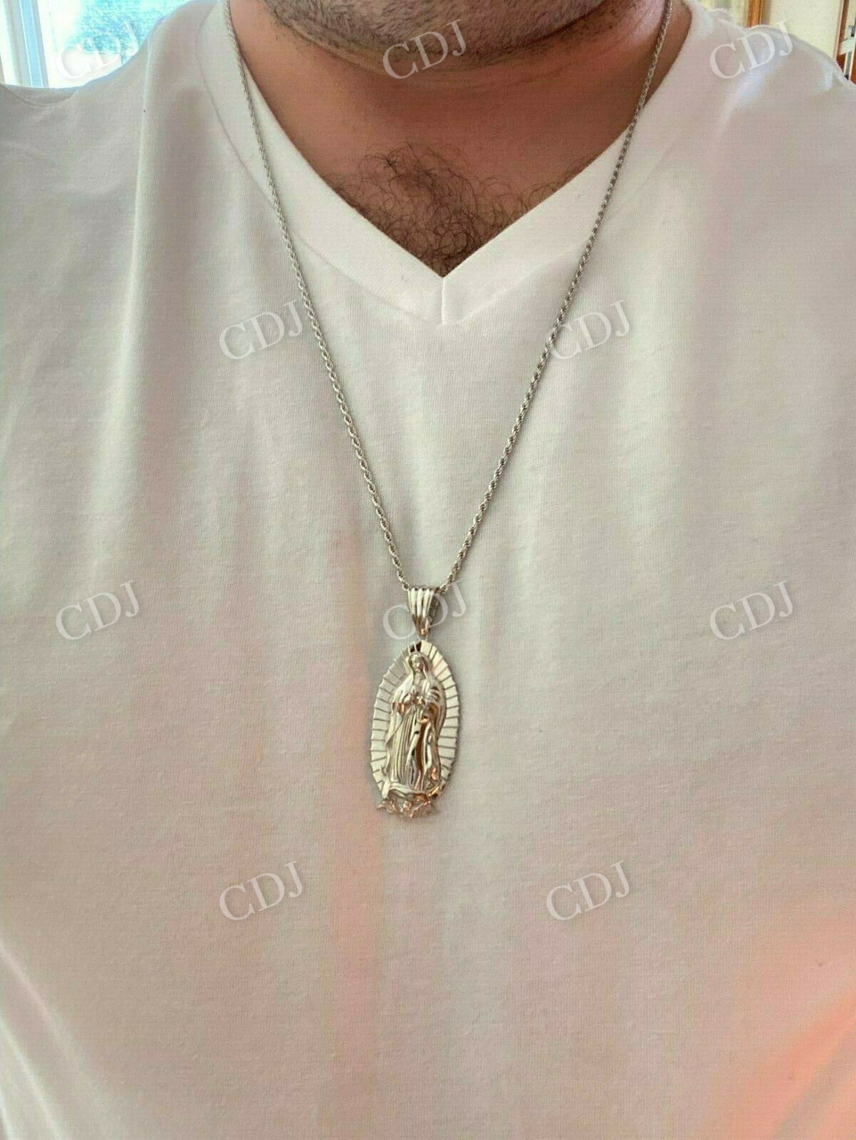 Men's 925 Sterling Silver Virgin Mary Guadalupe Senora Pendant  customdiamjewel   