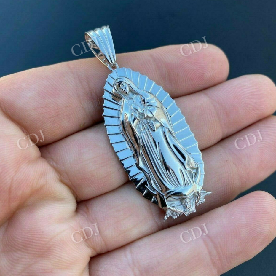 Men's 925 Sterling Silver Virgin Mary Guadalupe Senora Pendant  customdiamjewel   