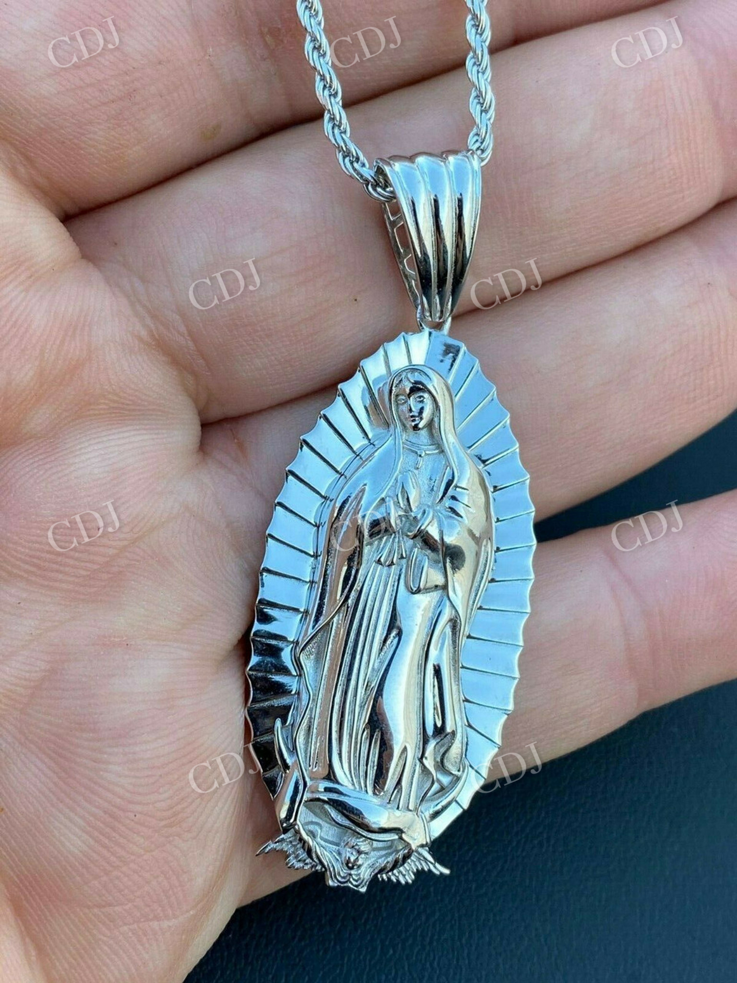 Men's 925 Sterling Silver Virgin Mary Guadalupe Senora Pendant  customdiamjewel   