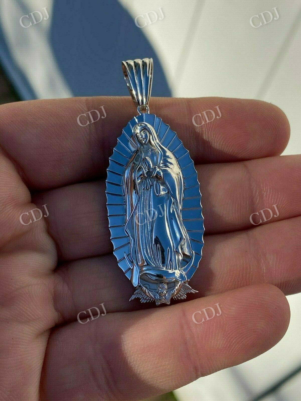 Men's 925 Sterling Silver Virgin Mary Guadalupe Senora Pendant  customdiamjewel   