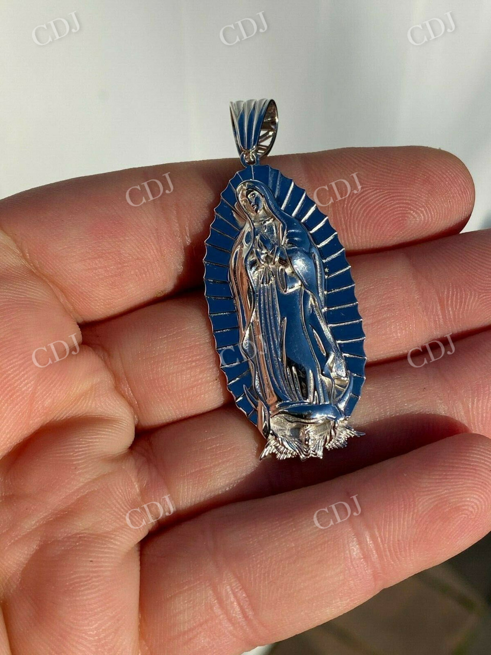 Men's 925 Sterling Silver Virgin Mary Guadalupe Senora Pendant  customdiamjewel   