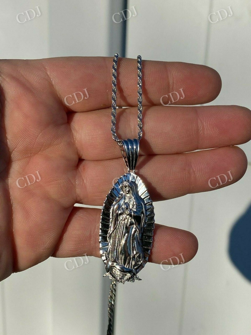 Men's 925 Sterling Silver Virgin Mary Guadalupe Senora Pendant  customdiamjewel   