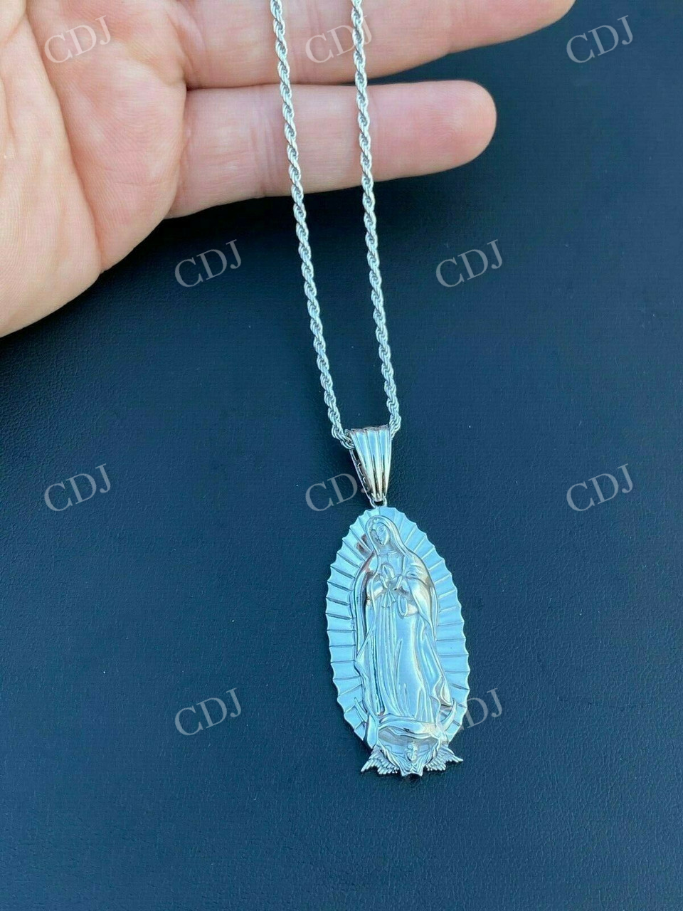 Men's 925 Sterling Silver Virgin Mary Guadalupe Senora Pendant  customdiamjewel   