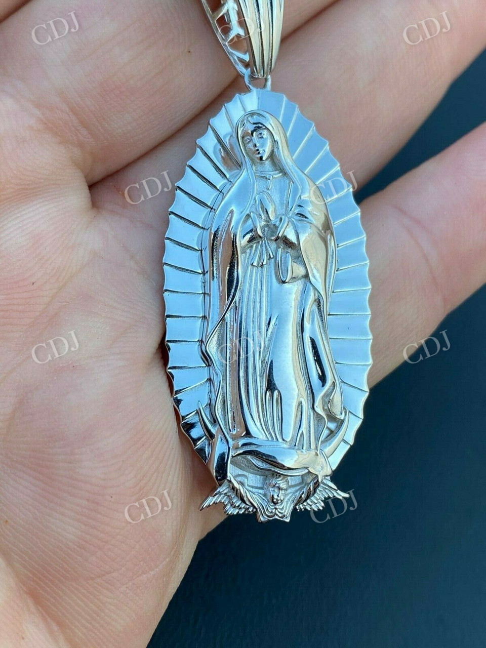 Men's 925 Sterling Silver Virgin Mary Guadalupe Senora Pendant  customdiamjewel   