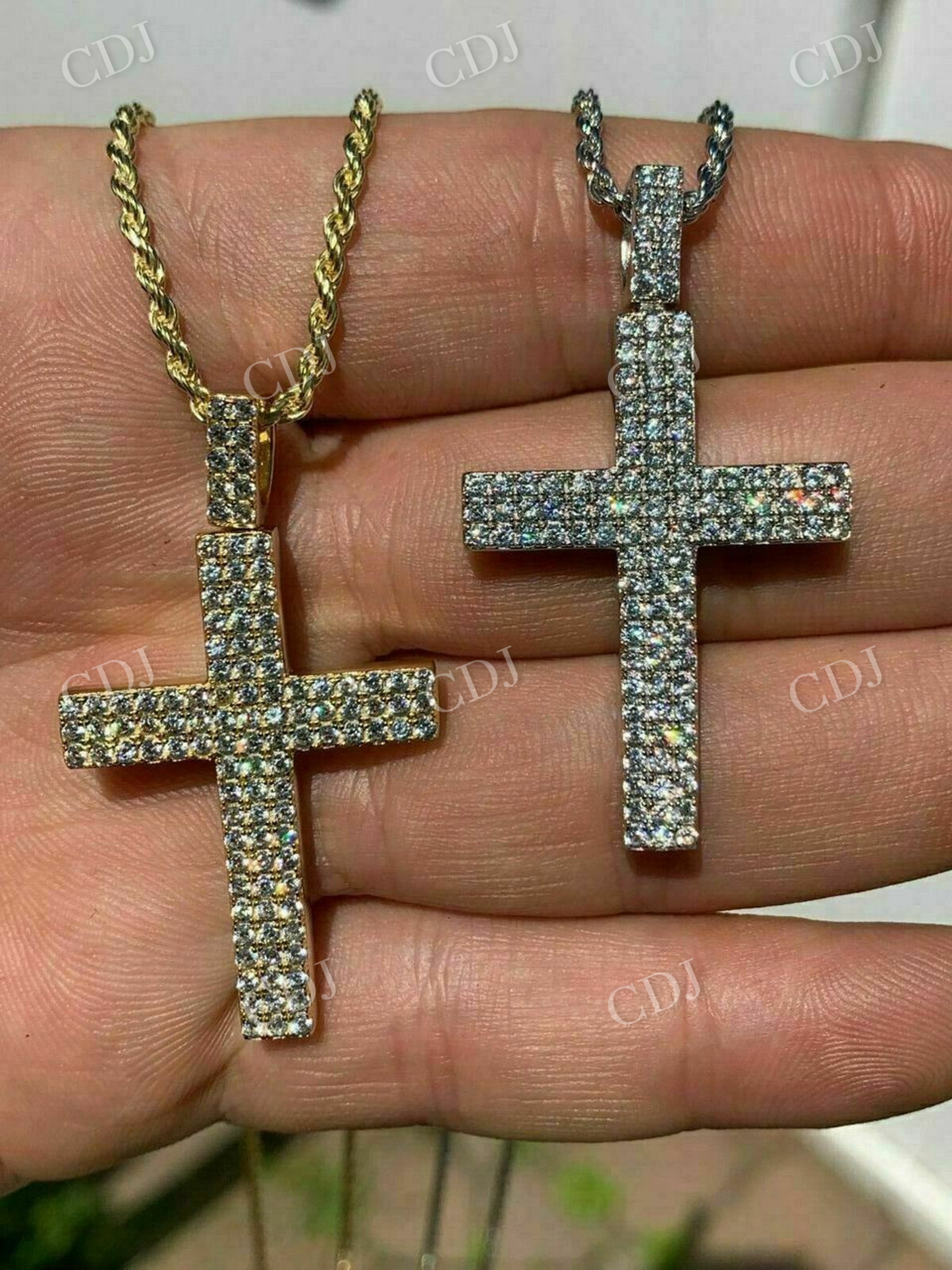 14K Yellow Gold Cross Hip Hop Pendant  customdiamjewel   