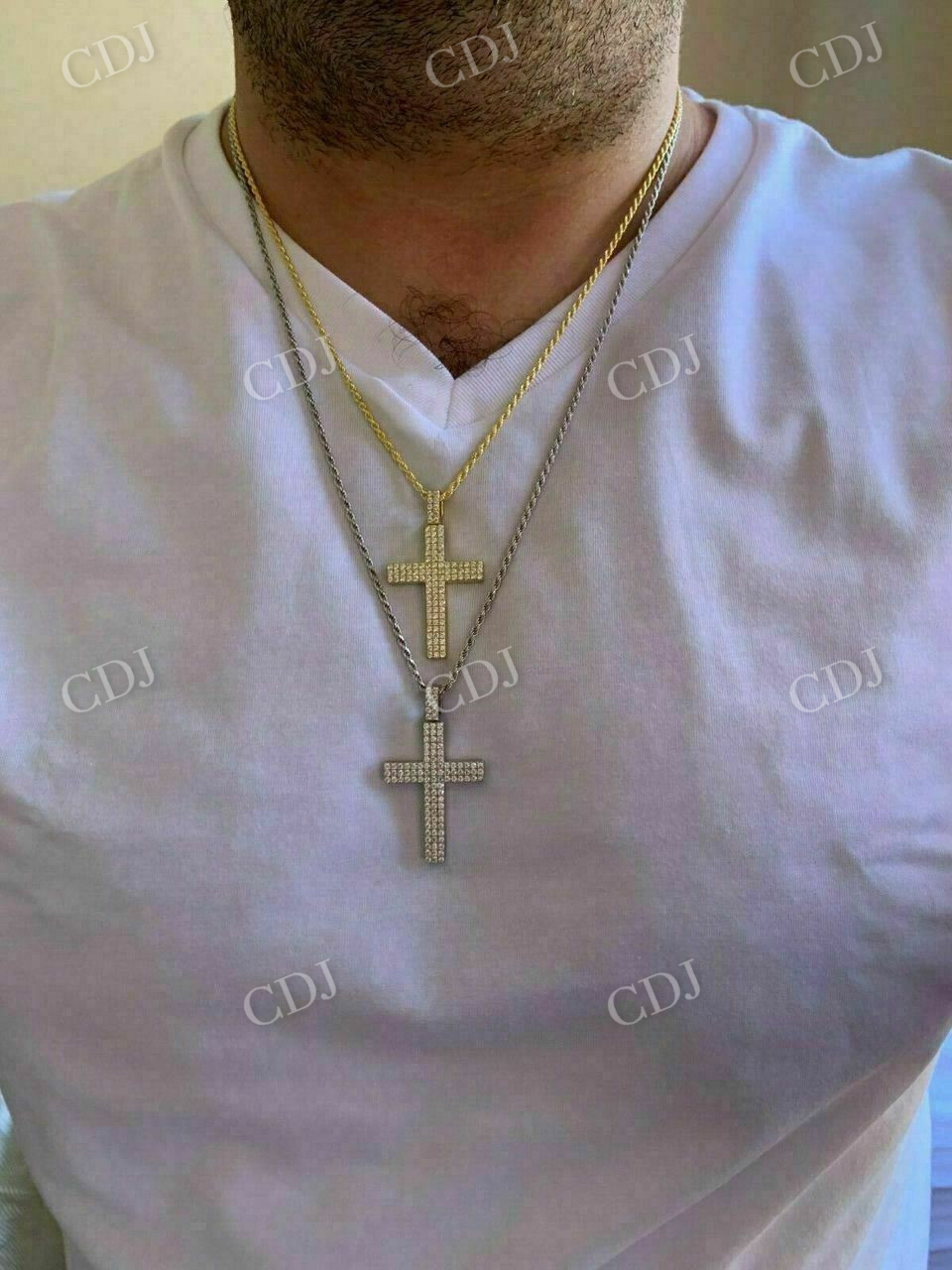 14K Yellow Gold Cross Hip Hop Pendant  customdiamjewel   