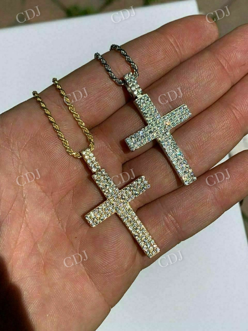 14K Yellow Gold Cross Hip Hop Pendant  customdiamjewel   