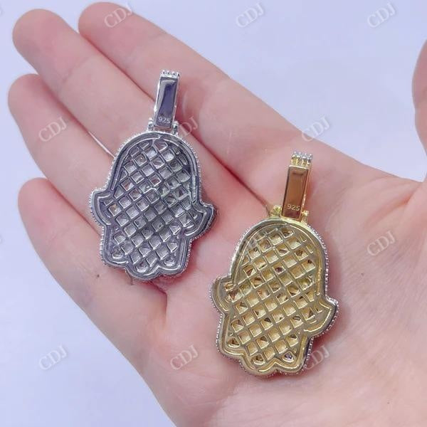 Hip Hop Iced Out Baguette Diamond Hamsa Pendant  customdiamjewel   