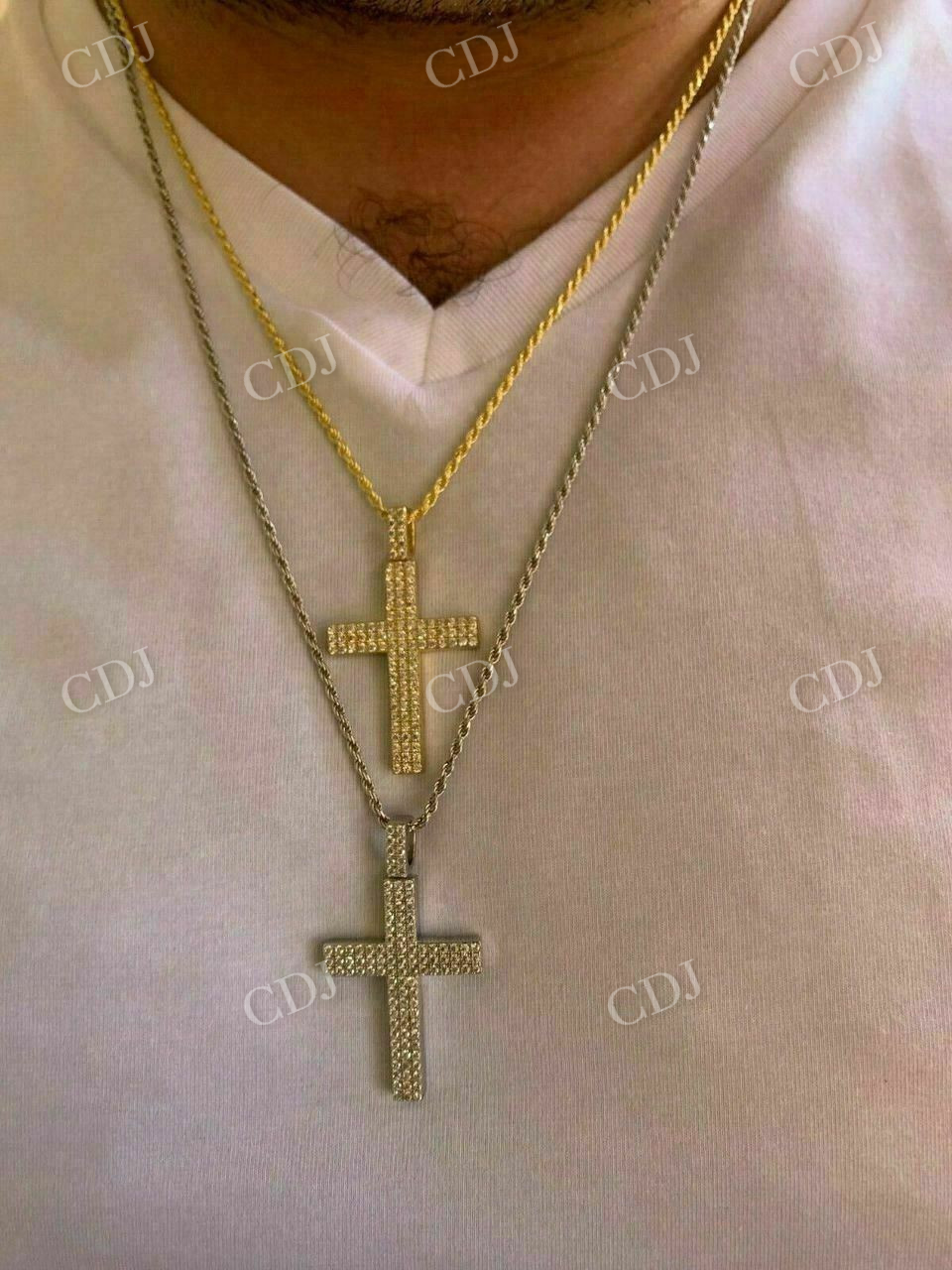 14K Yellow Gold Cross Hip Hop Pendant  customdiamjewel   