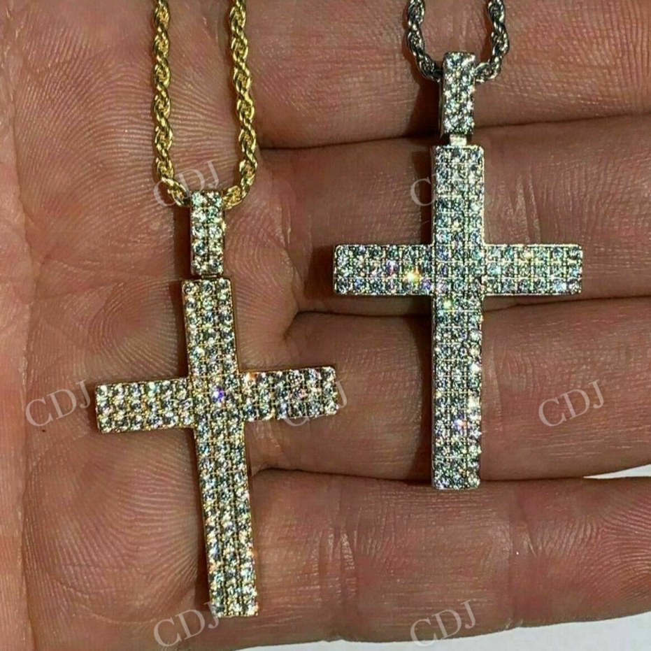 14K Yellow Gold Cross Hip Hop Pendant  customdiamjewel   